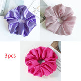 4Pcs/3Pcs Oversized Scrunchie Big Rubber Hair Tie Set Solid Stain Elastic Hair Bands Girl Ponytail Holder Super Hair Accessories