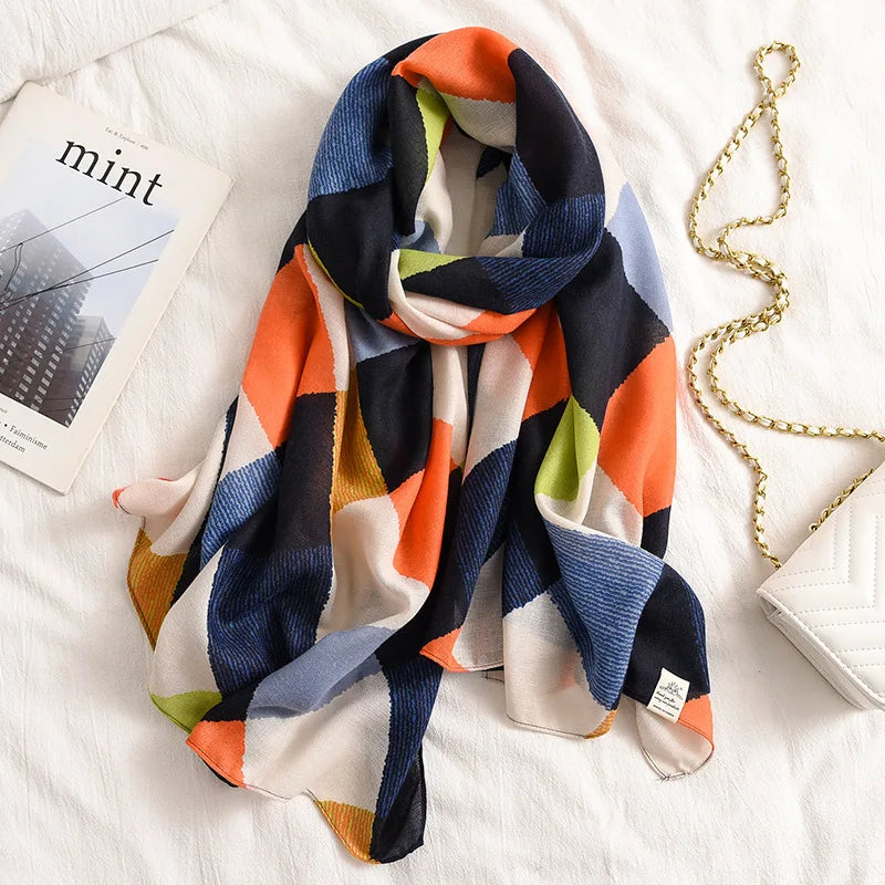 2023 New Plaid Cotton Pashmina Shawl Lady Wrap Warm Winter Scarves Autumn Design Print Female Foulard Beach Stoles Luxury Scarf