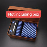 modern ties for men 2024 red Set Gift Box Jacquard Necktie And Pocket Square Clip Cufflinks Red Black Blue Handkerchief Formal