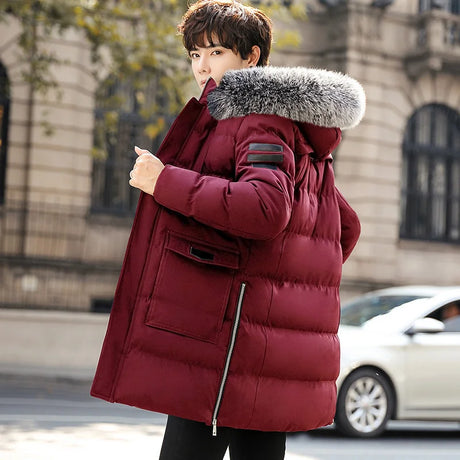 Jacket Winter Men Clothing Streetwear Down Cotton Coat Man Thick Warm Big Fur Hooded Parkas Ropa De Hombre Hiver 669999
