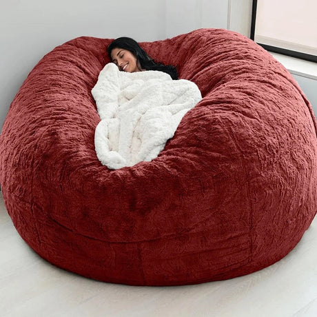 Dropshipping 7FT 183cm Fur Giant Removable Washable Bean Bag Bed Cover Comfortable Living Room Furniture Lazy Sofa Coat Recline