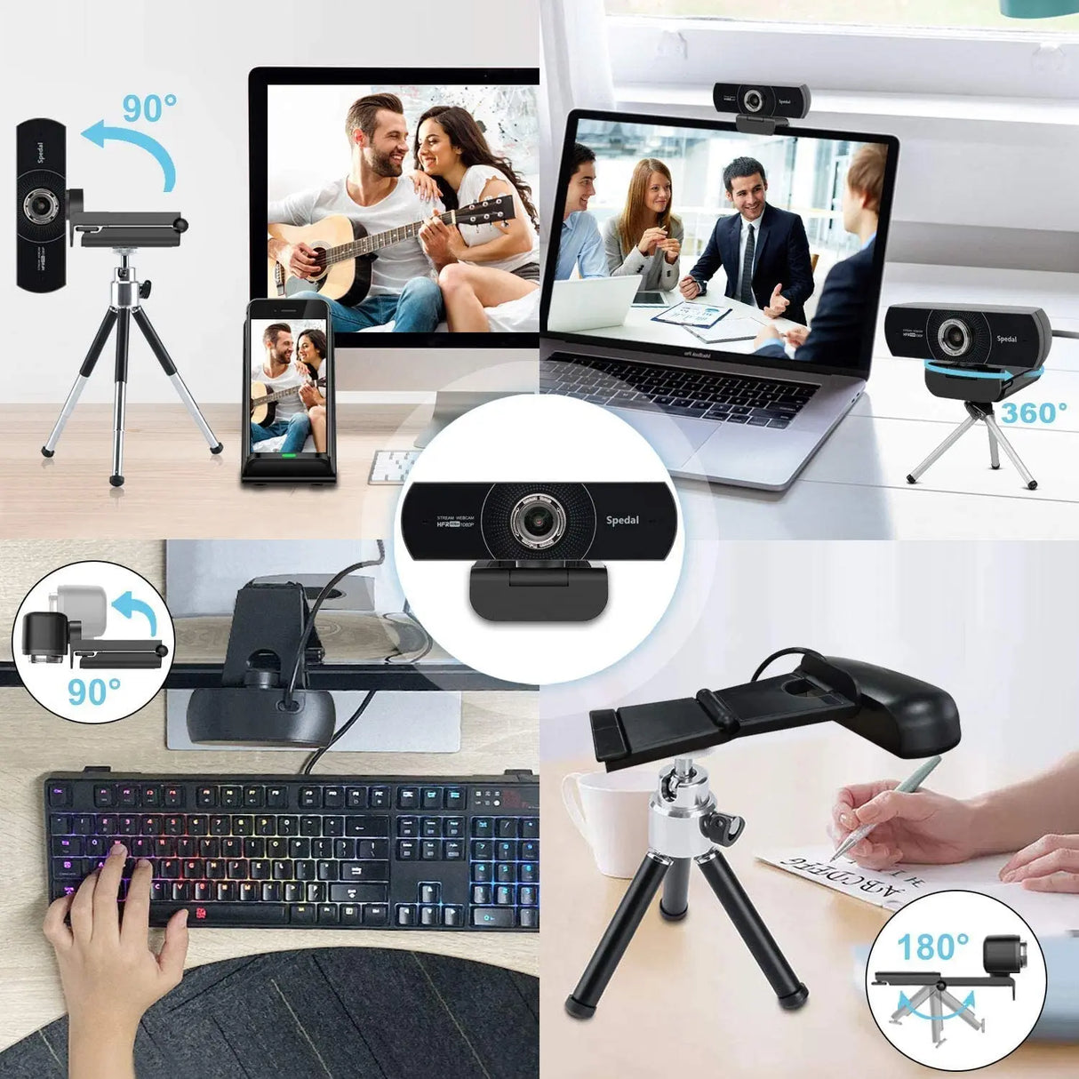 Spedal MF934H 1080P Hd 60fps Webcam with Microphone for Desktop Laptop Computer Meeting Streaming Web Camera Usb [Software]