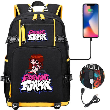 Friday Night Funkin Backpacks For School Multifunction USB Charging Bag Boy Girl Teenager School Bags Travel Laptop Mochila