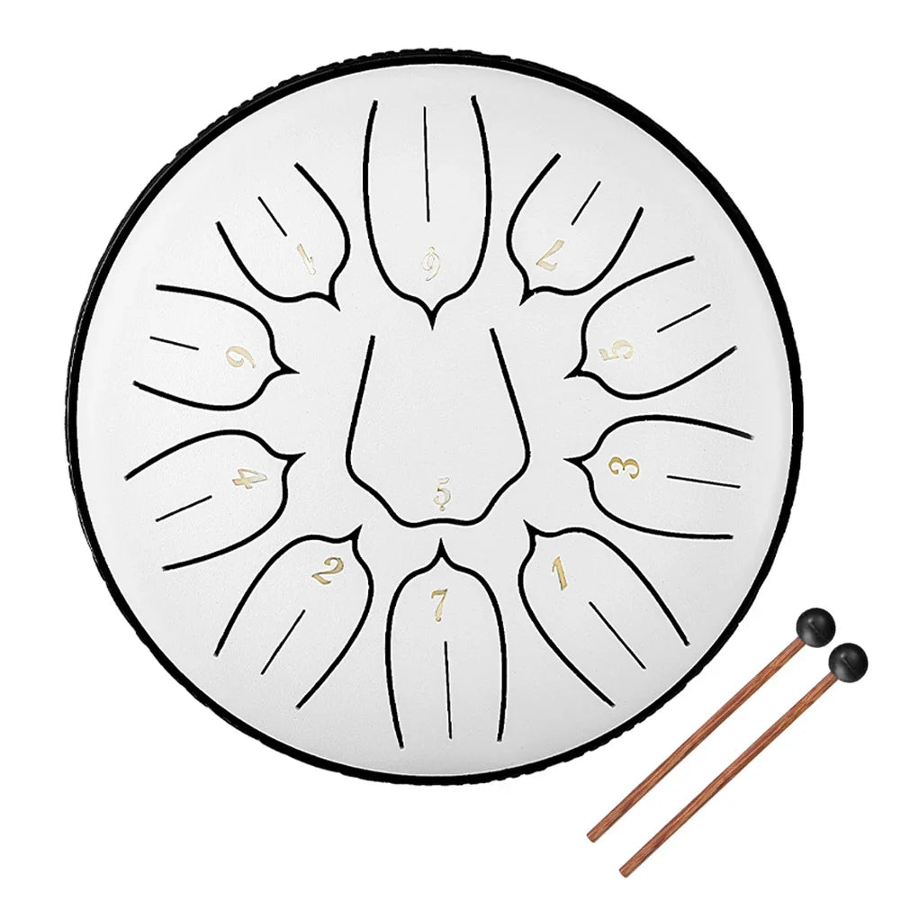 6 inch 11-Tone Steel Tongue Drum D-Key Hand Pan Drums with Drumsticks & 3 inch 6-Tone Percussion Music Instrument Drum Accessory