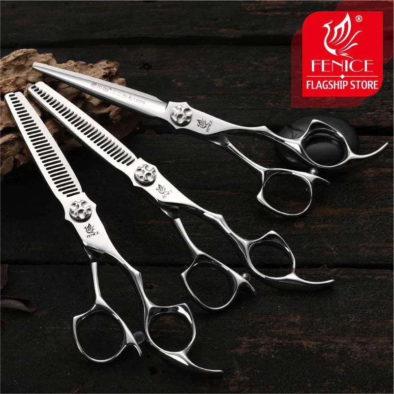 Fenice 6 inch Cutting Thinning Styling Tool Hair Scissors Set Salon Hairdressing Scissors Shears Traceless/V-shaped teeth Blades