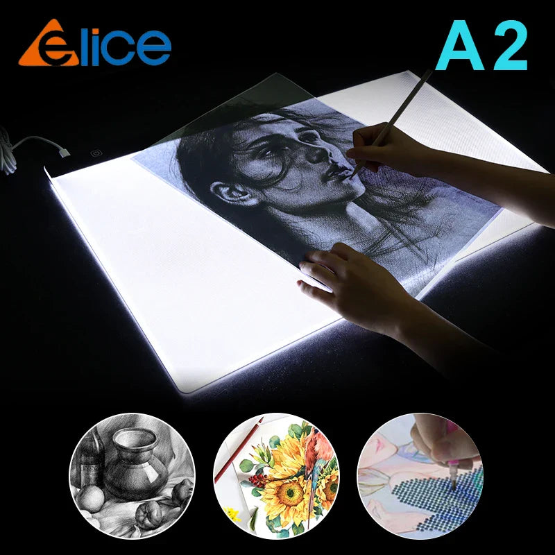 New (60*40cm)A2 Drawing board LED Digital Graphics Light Pad Box Painting Tracing Panel diamond painting pad Type C Power