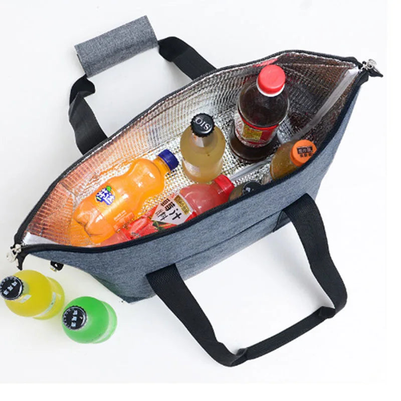 Folding Cooler Bag Large Capacity Ice Pack Outdoor Portable Aluminum Foil Fresh-Keeping Picnic Bag Multifunctional Shopping bag