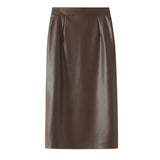 Neophil 74cm Women's Winter Pu Leather Midi Skirts Pencil Bodycon Elegant Office Ladies High Waist Faux Stretch Sexy Skirt S9902