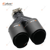 EPLUS Car Carbon Fiber Matte Muffler Tip Y Shape Double Exit Exhaust Pipe Mufflers Nozzle Decoration Universal Stainless Black