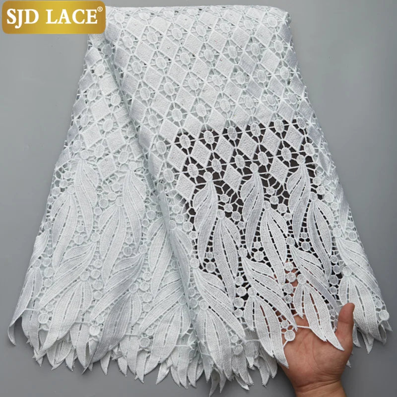 SJD LACE 2024Skin Friendly Classic African Eembroidery Guipure Cord with Stones Fabric Nigerian Celebration lace For Party A2547