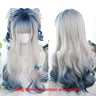 MEIFAN Long Lolita Ombre Harajuku Wig With Bang Red Blue Wave Curly Cosplay Wig Heat Resistant Synthetic Jellyfish Head Wigs