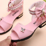 Kids Bow Sandals Children Girls Summer Cute Sandals Beach Sandals 2021 Princess Fashion High Heels Tassel School Shoes