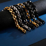 10MM Black S Gold Color Stainless Steel Checkered Rhombus Motorcycle Accessories Bracelet For Men Hiphop Jewelry