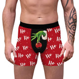 Mens Christmas Printed Shorts Underwear Mid Waist Elastic Waistband Boxer Briefs Shorts Breathable Underpants