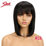 Sleek Short Bob Wigs With Bang Brazilian Straight Hair Wigs For Women Brown P4/30# Glueless Machine Made Cheap Human Hair Wigs