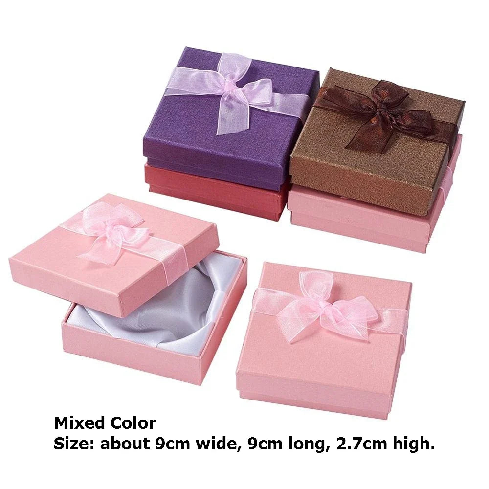 12pcs Cardboard Jewelry Set Gift Box Ring Necklace Bracelets Earring Gift Packaging Boxes With Sponge Inside Rectangle