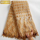 SJD LACE 2024Skin Friendly Classic African Eembroidery Guipure Cord with Stones Fabric Nigerian Celebration lace For Party A2547