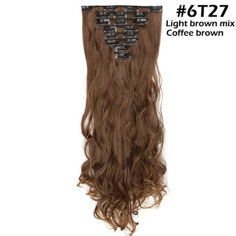 S-noilite Synthetic 24inch 140g 8PCS/set Clip In On Hair Extensions 18 Clips ins Curly Natural Hairpieces Clip In Hair For Women