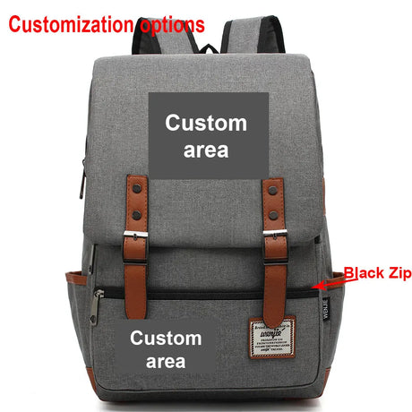 Customized Print DIY Your Like Photo or Logo Boy Girl Student School Bag Teenagers Schoolbags Canvas Women Bagpack Men Backpack