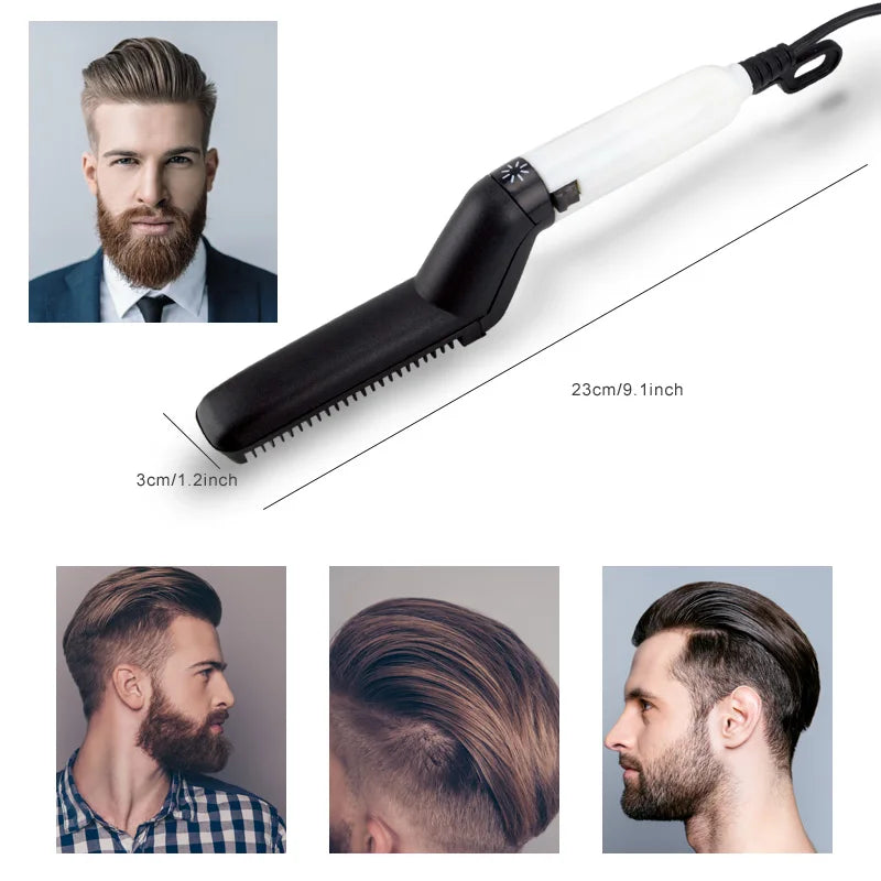 Electric Hair Comb Brush Beard Straightener Multifunctional Quick Men's Hair Straightening Iron Heated Hair Comb Show Cap Styler