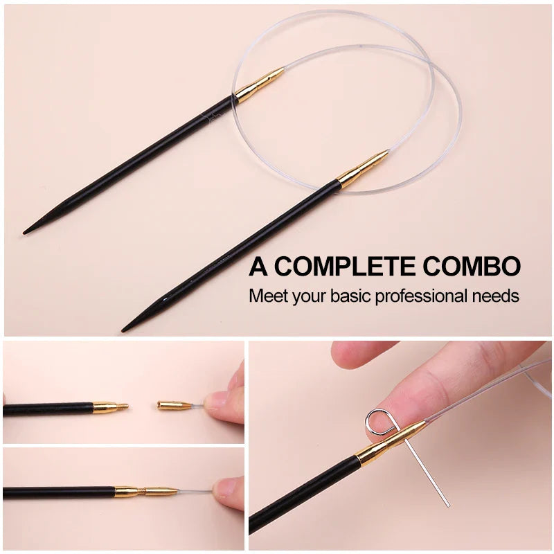 LMDZ 1Pcs High Quality Cable or Sandalwood Circular Knitting Needles Sweater Weaving Tools Wool Cotton Yarn DIY Knit Accessories