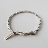 ANENJERY Silver Color Double Hook Box Chain Bracelet Fashion Punk Style Letter Couple Bracelet For Women Men Jewelry S-B319