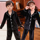 Autumn Winter Children Velour Pajamas Set Teen Warm Velvet Sleepwear Girls Loungewear Kids long sleeved Pijamas Homewear suit re