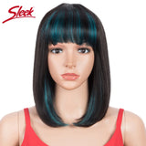 Sleek Short Bob Wigs With Bang Brazilian Straight Hair Wigs For Women Brown P4/30# Glueless Machine Made Cheap Human Hair Wigs