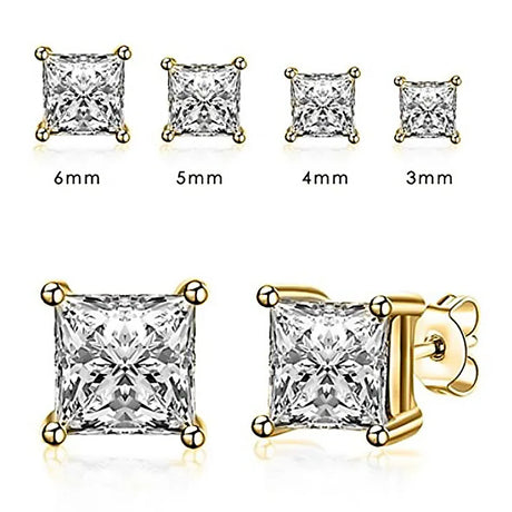 ANZIW Square 925 Silver Stud Earrings For Women Men Zirconia Diamond Earring Wedding Engagement Bridal Jewelry Certified Gifts