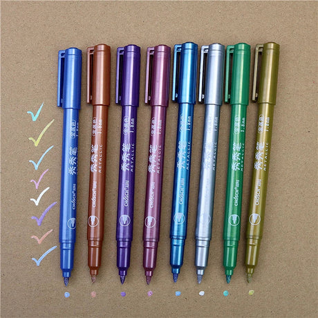 Metal color marker Set of 8 colors Paper glossy glass writing painting calligraphy art colored pens washable