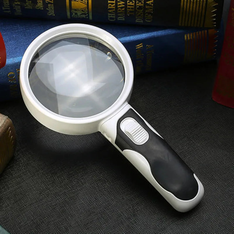 5 Times Optical Magnifying Glass With LED Lights Diameter 80mm Handheld Backlit Magnifier For Reading lupa con luz led