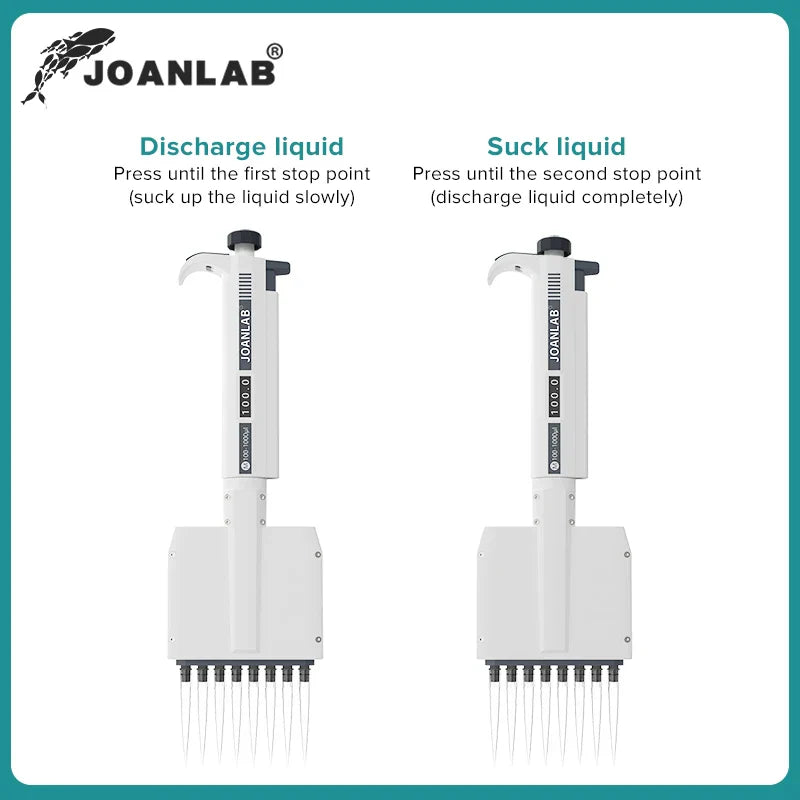 JOANLAB Multichannel Pipette Lab Supplies Variable Volume Micropipette 8 Channels 12 Channels Pipette Capacity: 0.5μl - 300μl