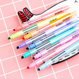 10Pcs/set Double Head Erasable Highlighter Pen Markers Chisel Tip Marker Fluorescent School Writing Highlighters Color Cute