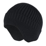 Winter Ears Protected Hats for Men Thicker Beanies Knitted Cap Autumn Cycling Beanie Women Fleece-lined Warmer Bonnet Solid Cap