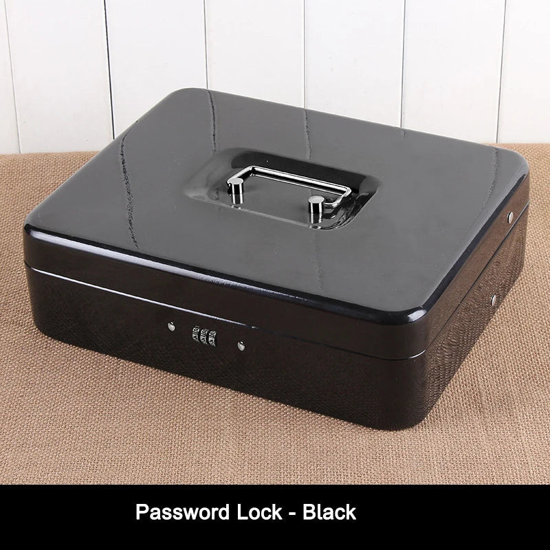 Locked Large Cashier Drawer Metal Cash Box 2 Layers Safe Cash Storage Box with 5 Coin 4 Bills Slots Steel Money Tray Deposit Box