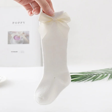 2023 Baby Girls Socks New Toddlers Girl Big Bow Knee High Long Soft Kids Socks Bowknot 100% Cotton 0-5Years Newborn Socks