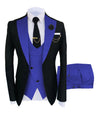 Mens Suit 3 Pieces Formal Fashion Solid Flat Color Tuxedos Jacket Wedding Groom Navy Burgundy(Blazer+Vest+Pants)