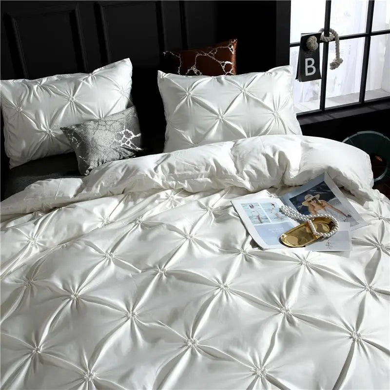 Silk Washed Bedding set Luxury Duvet Cover Double Bed Coverlet   Queen Size Bed Sheets set Comforters Solid Color Linens XY37#