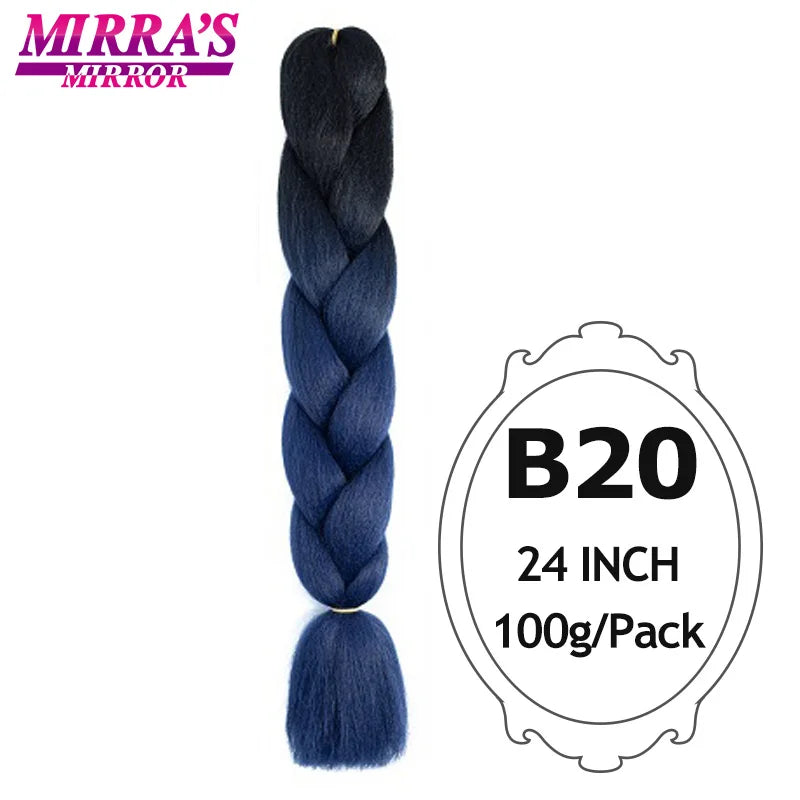 Jumbo Braiding Hair Extensions 24inch Ombre Hair For Braids 5Pcs Box Braid Yaki Texture Synthetic Fiber Fake Hair Mirra’s Mirror