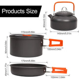 Camping Cookware Kit Outdoor Aluminum Cooking Set Water Kettle Pan Pot Travelling Hiking Picnic BBQ Tableware Equipment