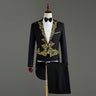 (Jacket+Pants) 2 Piece Wedding Suit White Embroidery Tailcoat Set Singer Host Swallowtail Costumes Magician Chorus Stage Suits