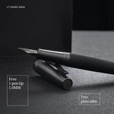 LT Hongdian 6013 Black Metal Fountain Pen Titanium Black Men's Business EF/F/ Curved Nib Rotating Pen Cap Office Gift Ink Pen