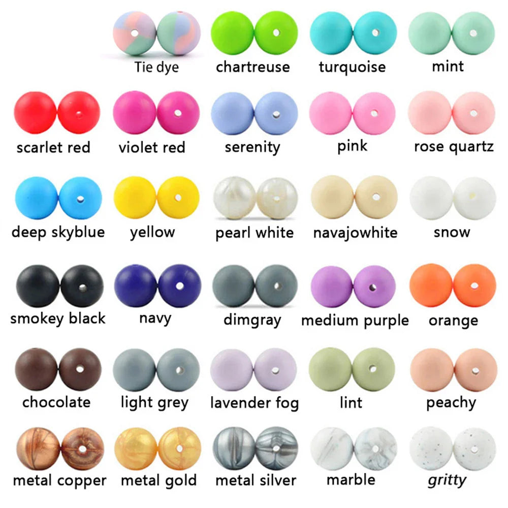 Silicone Bead Wholesale 500pcs/lot Silicone Beads 12mm & 15mm Round Shape Baby Teether Silicone BPA Free DIY Teething Accessory