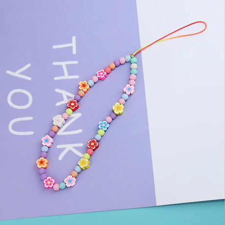 New Mobile Phone Chains Strap Lanyard Colorful Pearl Soft Pottery Rope Cell Phone Case Hanging Cord for Women Wholesale