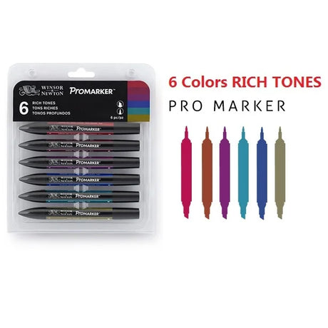 WINSOR&NEWTON 6/12 Colors  ProMarkers  Alcohol base ink Twin tips Professional Art Marker Pen Drawing  Supplies