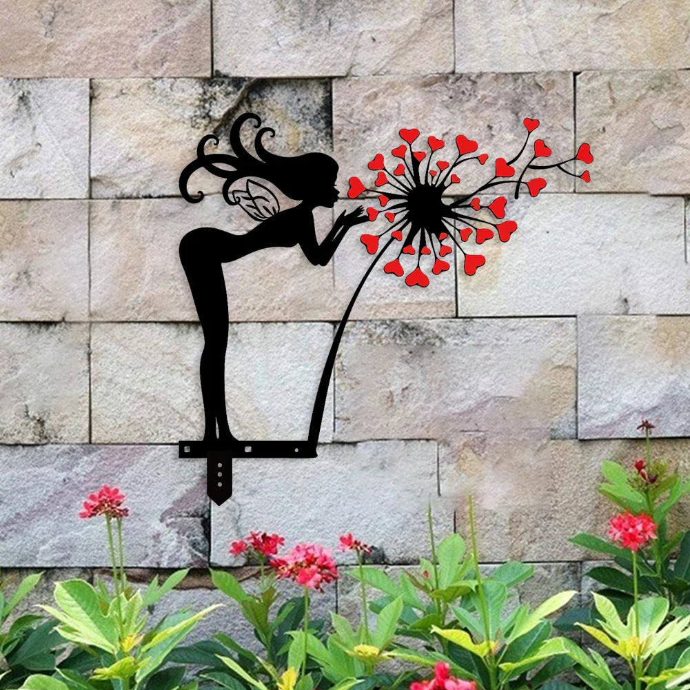 Creative Flower Sculpture Silhouette Garden Decor Outdoor Metal Art Iron Home Yard Wall Tree Figurines Hand Metal Crafts Statue