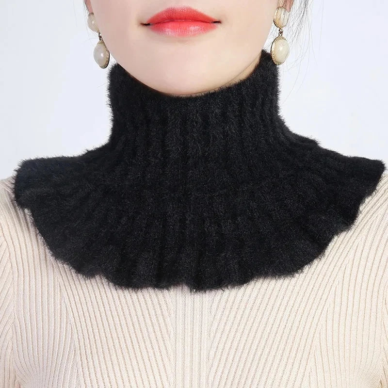 Thickened Imitation Mink Cashmere Bib Women's Fall/Winter Warm Neck Guard Decoration Elastic Ruffled Fake Collar Wool Scarf  F77