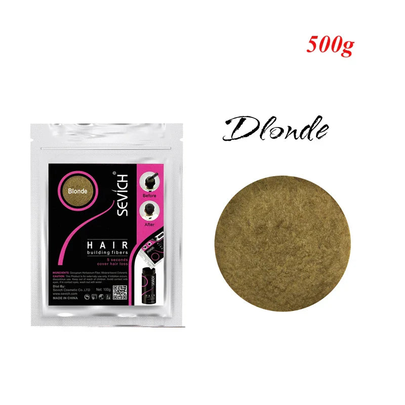 Sevich 10 Color Hair Building Fiber Instant Thickening Hair 500g Keratin Powders Fibers Hair Regrowth Fiber Refill Bags