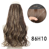 Hair Extensions No Clips Synthetic Fake Hair Ombre Pink Blonde Brown Black Natural Wavy Curly False Hair Piece For Woman