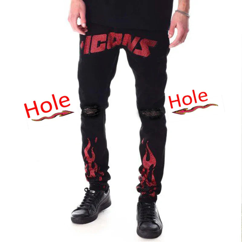 New Man Stretchy Jeans Black Skinny Hot Drill Punk Streetwear Biker Trousers Men's Washed Slim Fit Fashion Designer Pencil Pants